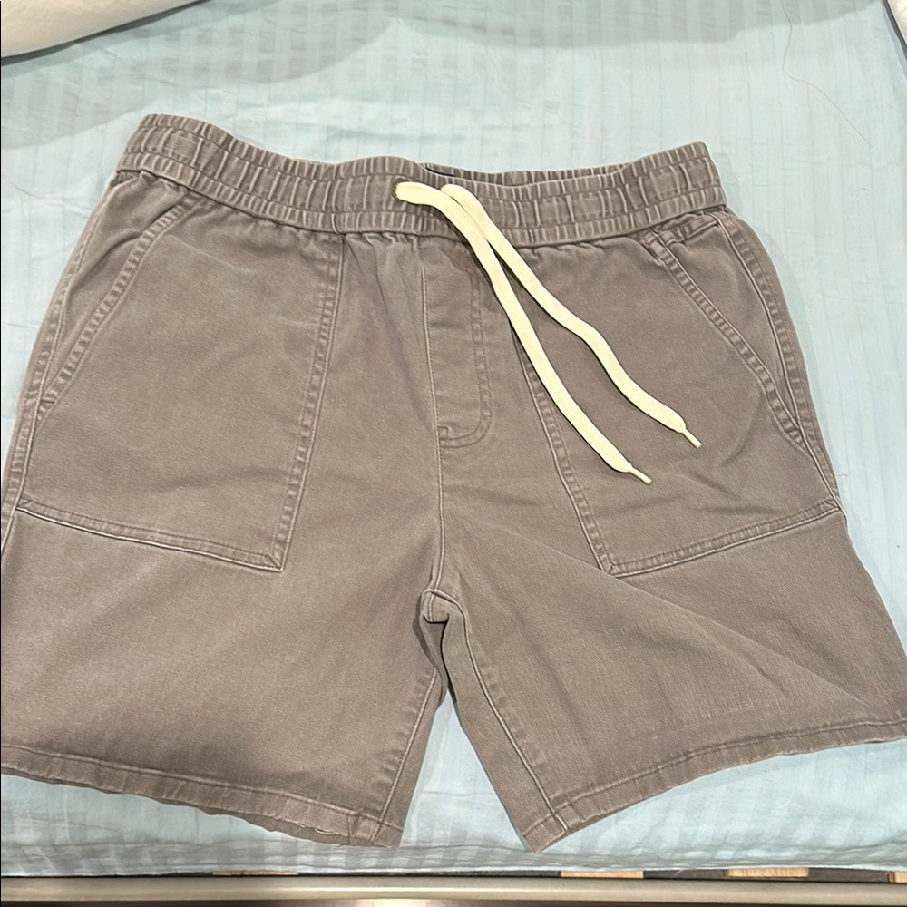 Tan Athletic Shorts with Elastic Waistband